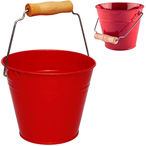 Kleiner - Metalleimer - rot - 13 cm hoch - 1,2 Liter - mit 3D Effekt Rillen Prägung - Metall - Blech Eimer - Partyeimer/Sandeimer/Kindereimer Garteneimer .. von alles-meine.de GmbH