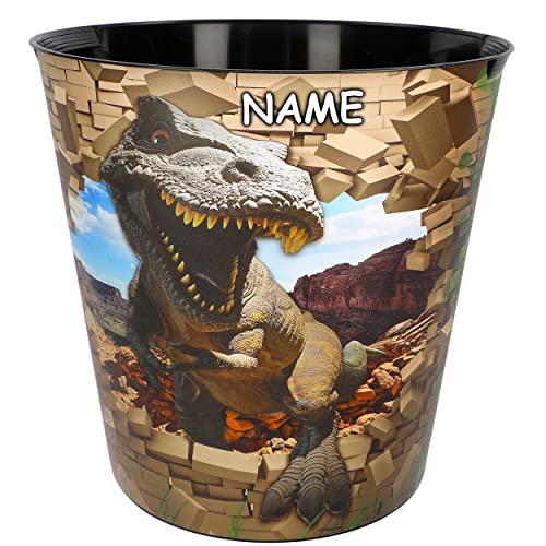 Papierkorb/Mülleimer Dinosaurier - Tyrannosaurus Rex inkl. Name - 10 Liter - wasserdicht - aus Kunststoff - Ø 28 cm - Eimer - Spielzeugkorb/Popcornsch.. von alles-meine.de GmbH