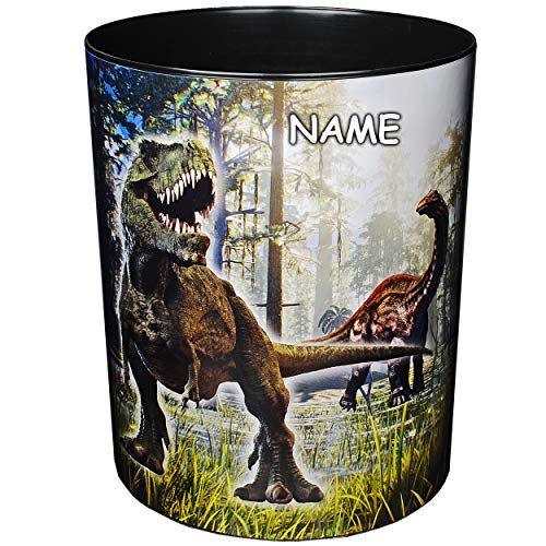 Papierkorb/Behälter - Dinosaurier - Dino T-Rex - inkl. Name - 12,5 Liter - wasserdicht - aus Kunststoff - 30 cm - großer Mülleimer/Eimer - Abfalleimer - A.. von alles-meine.de GmbH