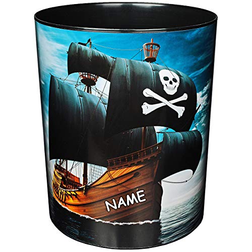 Papierkorb/Behälter - Pirat - Piratenschiff - inkl. Name - 12,5 Liter - wasserdicht - aus Kunststoff - 30 cm - großer Mülleimer/Eimer - Abfalleimer - Aufb.. von alles-meine.de GmbH