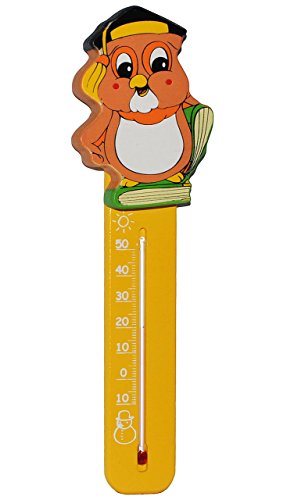 Thermometer - Eule mit Buch - aus Holz - für Kinder - Kinderthermometer - Wandthermometer/Kinderzimmer - Wärme Kälte - Holzthermometer - Analog Baby & Kind .. von alles-meine.de GmbH
