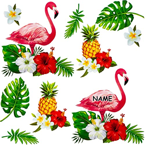 Wandsticker + Fensterbilder Motive frei wählbar Kinder & Erwachsene - 10 tlg - Flamingo & Tropen Blüten - inkl. Name - selbstklebend + wiederverwendbar - .. von alles-meine.de GmbH