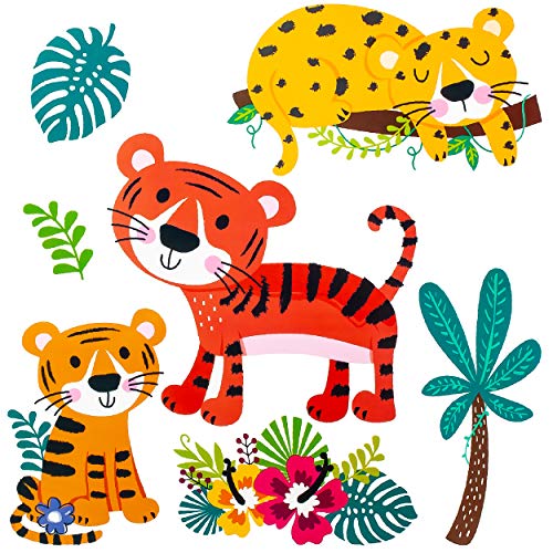 Wandsticker Motivwahl Erwachsene & Kinder - 7 tlg. Set - Dschungel Tiere & Zootiere - Tiger - selbstklebend + wiederverwendbar - Wandtattoo - Aufkleber Wa.. von alles-meine.de GmbH