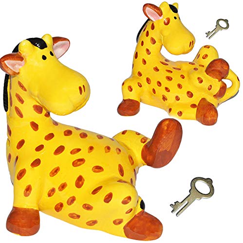 XL - Spardose - lustige Giraffe - 19 cm - mit Schlüssel + Schloss - aus Porzellan/Keramik - stabile Sparbüchse Giraffen Zootiere/Tiere - Afrika - Kindersp.. von alles-meine.de GmbH