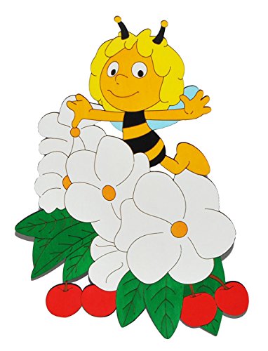 XL - Türschild/Wandbild/Wandtattoo - die Biene Maja mit Kirsche und Blume - aus Holz - selbstklebend - Kinderzimmer Deko Bilder/Aufkleber Wandsticker Wa.. von alles-meine.de GmbH