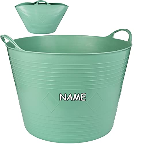 alles-meine.de GmbH 2 Stück Flexi & flexibel Modell + Farbwahl XXL großer - biegbarer - Aufbewahrungsbehälter mit Henkel - Mint/türkis grün - inkl. Name - Gummieimer - z... von alles-meine.de GmbH