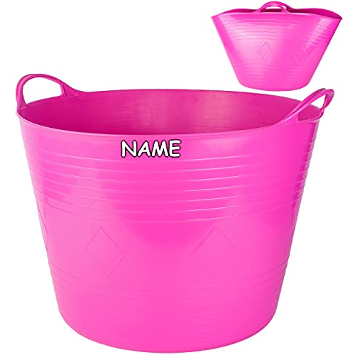 alles-meine.de GmbH 2 Stück Flexi & flexibel Modell + Farbwahl XXL großer - biegbarer - Aufbewahrungsbehälter mit Henkel - rosa/pink - neon Farben - inkl. Name - Gummieim.. von alles-meine.de GmbH