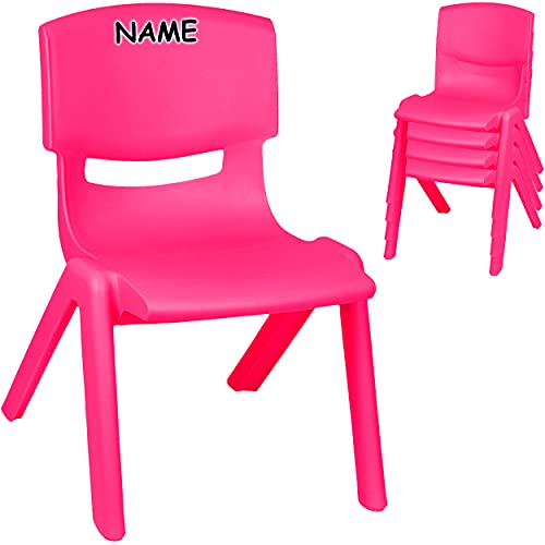 alles-meine.de GmbH 2 Stück - Kinderstühle/Stühle Farbe wählbar pink/kräftiges rosa - inkl. Name - Plastik - bis 100 kg belastbar/kippsicher - für INNEN & AUßEN - 0-9.. von alles-meine.de GmbH
