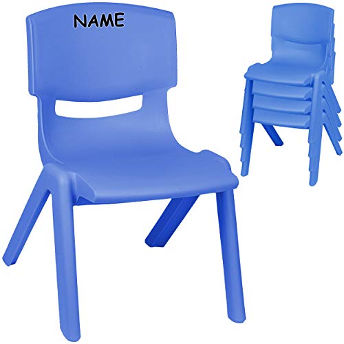 alles-meine.de GmbH 2 Stück - Kinderstühle/Stühle - Farbwahl - blau - inkl. Name - Plastik - bis 100 kg belastbar/kippsicher - für INNEN & AUßEN - 0-99 Jahre - stapelbar - .. von alles-meine.de GmbH
