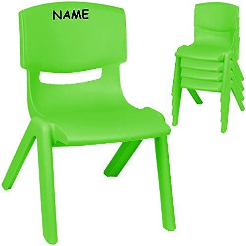 alles-meine.de GmbH 2 Stück - Kinderstühle/Stühle - Farbwahl - grün - inkl. Name - Plastik - bis 100 kg belastbar/kippsicher - für INNEN & AUßEN - 0-99 Jahre - stapelbar - .. von alles-meine.de GmbH