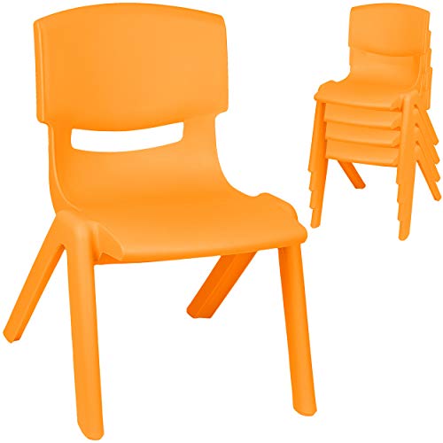 alles-meine.de GmbH 2 Stück - Kinderstühle/Stühle - Farbwahl - orange - Plastik - bis 100 kg belastbar/kippsicher - für INNEN & AUßEN - 0-99 Jahre - stapelbar - Garten - Ki.. von alles-meine.de GmbH
