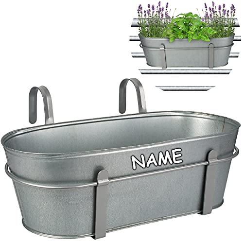 alles-meine.de GmbH 3 Stück Hänge - Töpfe/Blumentöpfe/Balkonkästen Farbwahl Ø 50 cm - mit Haken - Metall - metallic grau/anthrazit - inkl. Name - oval - länglich - Hä.. von alles-meine.de GmbH