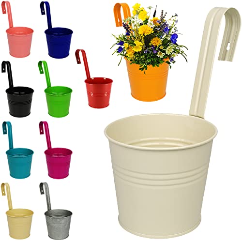 alles-meine.de GmbH 3 Stück Hänge - Töpfe/Blumentöpfe/Hängetöpfe - Metall - Ø 17 cm - bunter Farb-Mix RUND - Hängend/mit Haken & Halterung - Aufhängen - groß - mit Henke.. von alles-meine.de GmbH