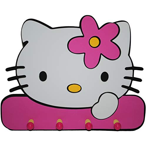 alles-meine.de GmbH 3D Effekt - Garderobe/Kindergarderobe - Katze Hello Kitty - Moosgummi 4 Haken Kind Kinder Mädchen Katze Kätzchen - Garderobenhaken von alles-meine.de GmbH