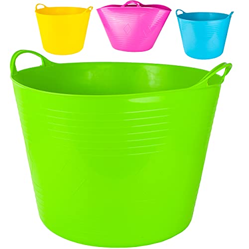 alles-meine.de GmbH 4 Stück Flexi & flexibel Modell + Farbwahl XXL großer - biegbarer - Aufbewahrungsbehälter mit Henkel - bunt - neon Farben - Gummieimer - z.B. Garteneime.. von alles-meine.de GmbH