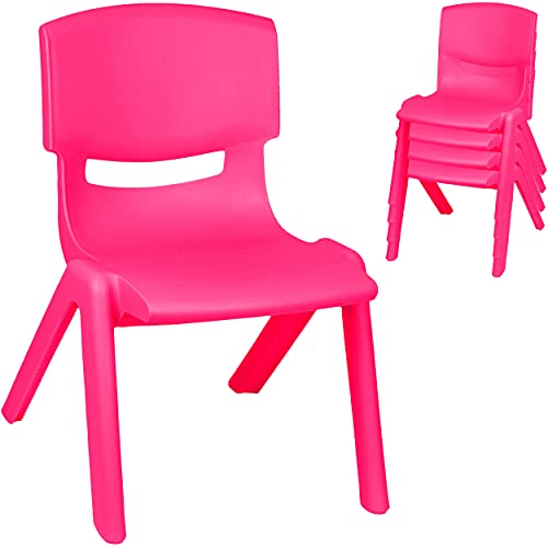 alles-meine.de GmbH 4 Stück - Kinderstühle/Stühle Farbe wählbar pink/kräftiges rosa - Plastik - bis 100 kg belastbar/kippsicher - für INNEN & AUßEN - 0-99 Jahre - sta.. von alles-meine.de GmbH