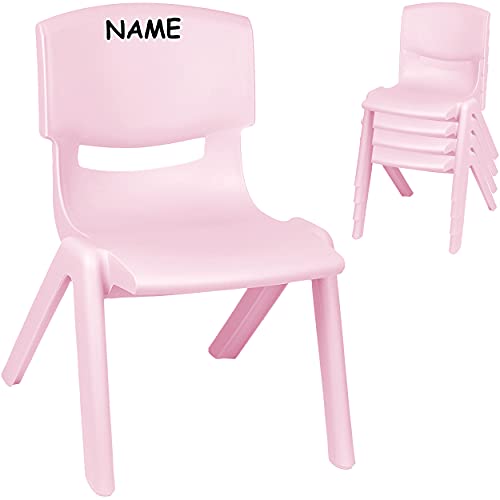 alles-meine.de GmbH 4 Stück - Kinderstühle/Stühle Farbe wählbar rosa/rosé - Pastell - inkl. Name - Plastik - bis 100 kg belastbar/kippsicher - für INNEN & AUßEN - 0-9.. von alles-meine.de GmbH