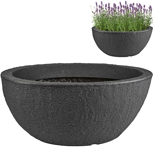 alles-meine.de GmbH Beton Optik - 2 Stück große XXL - Blumenkübel/Pflanzkübel - 59 cm x 34 cm - 55 Liter - schwarz/anthrazit - lang/oval/schmal - Gross - Kunststoff - D.. von alles-meine.de GmbH