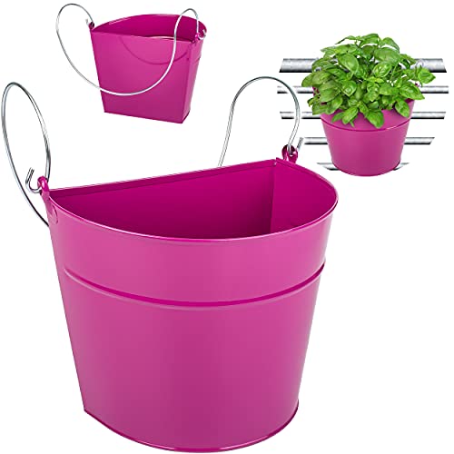 alles-meine.de GmbH Hänge - Topf/Blumentopf/Hängetopf Farbwahl Ø 22 cm - Metall - pink/Purpur/violett/rosa - lila - HALB RUND - Hängend/mit Haken & Halterung - Au.. von alles-meine.de GmbH