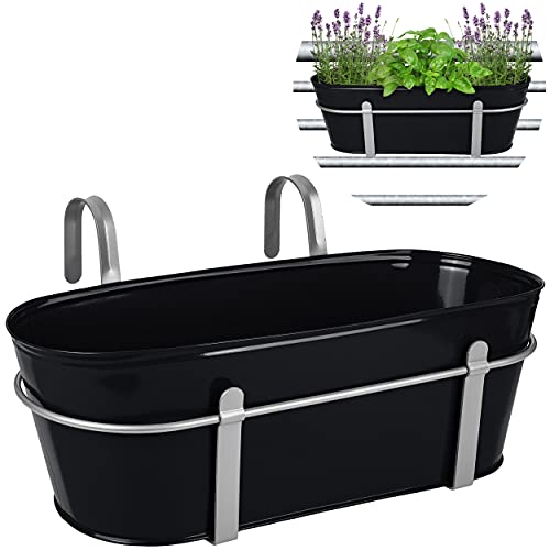 alles-meine.de GmbH Hänge - Topf/Blumentopf/Balkonkasten Farbwahl Ø 50 cm - mit Haken - Metall - schwarz - oval - länglich - Hängend - Aufhängen - groß - mit Henkel - Eim.. von alles-meine.de GmbH