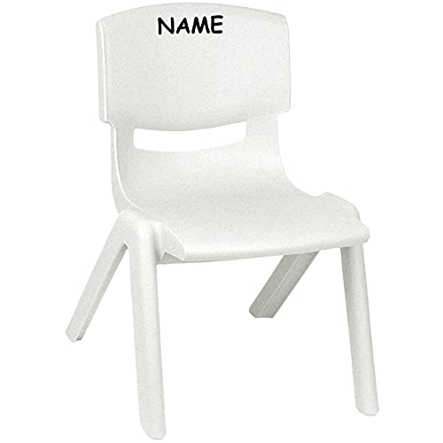 Kinderstuhl/Stuhl Farbe wählbar weiß - meliert - inkl. Name - Plastik - bis 100 kg belastbar/kippsicher - für INNEN & AUßEN - 0-99 Jahre - stapelbar.. von alles-meine.de GmbH