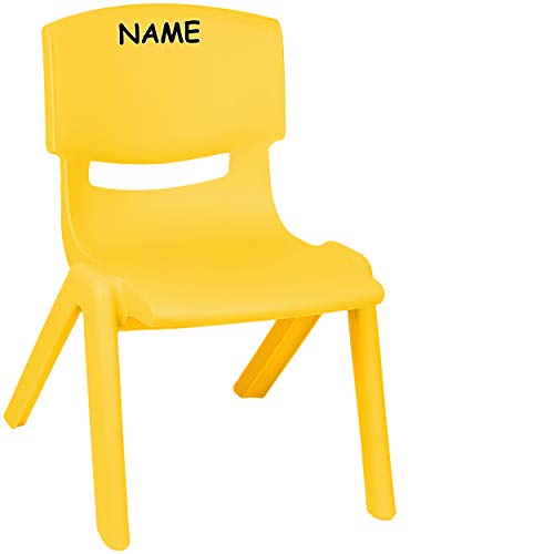 Kinderstuhl/Stuhl - Farbwahl - gelb - inkl. Name - Plastik - bis 100 kg belastbar/kippsicher - für INNEN & AUßEN - 0-99 Jahre - stapelbar - Garten - Kin.. von alles-meine.de GmbH