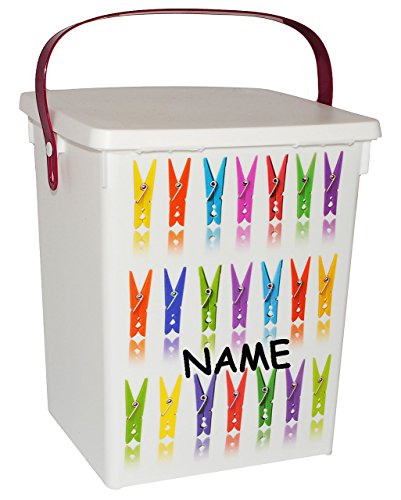 alles-meine.de GmbH Wäscheklammer-Box - Vorratsdose/Aufbewahrungsbox - incl. Name - Wäscheklammern/Klammerbeutel - oder Waschpulver für Waschmaschine & Geschirrspüler - 5.. von alles-meine.de GmbH