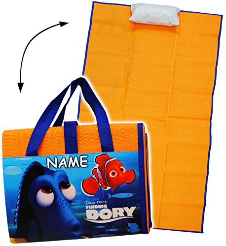 alles-meine.de GmbH gepolsterte Strandmatte/Strandunterlage - Disney - Findet Nemo - Fisch Dory - incl. Name - 75 cm * 150 cm - incl. aufblasbares Kissen - wasserfest & f.. von alles-meine.de GmbH