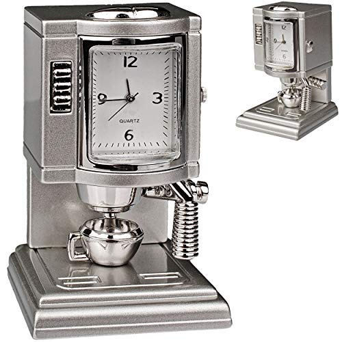 alles-meine.de GmbH kleine - Tischuhr/Miniatur - Uhr - Kaffemaschine - Kaffeeautomat/Küchenmaschine - aus Metall - 6,9 cm - batteriebetrieben - Analog - Batterie - Silber - g.. von alles-meine.de GmbH