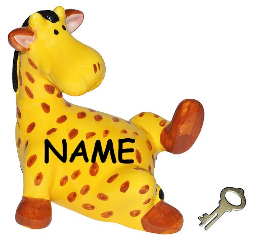 große Spardose - Giraffe/Zootier - incl. Name - stabile Sparbüchse - incl. Schlüssel & Schloß - Figur aus Porzellan/Keramik - Kinderspardose/Kinders.. von alles-meine.de GmbH