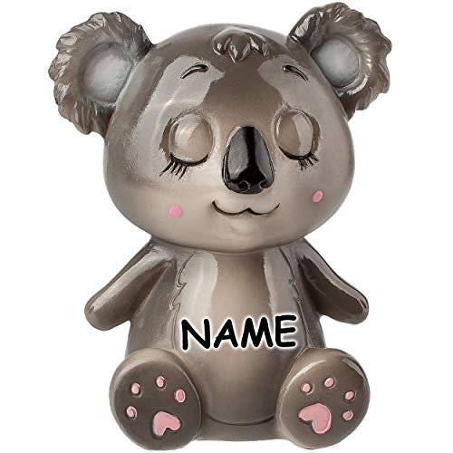 große Spardose - Motivwahl - Koala - mit Verschluß - aus Kunstharz- 14 cm - incl. Name - stabile Sparbüchse - Sparschwein - für Kinder & Erwachsene/lustig w.. von alles-meine.de GmbH