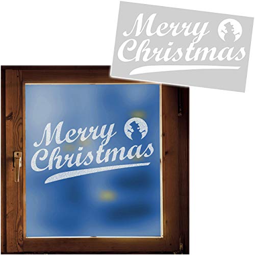 große XL Schablonen Vorlage - z.B. für Schneespray - Text: Merry Christmas + Schneemann/Weihnachten - 50 cm - für Fensterbilder Fenstersticker - z.B. für Fe.. von alles-meine.de GmbH
