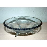 Glas Schale Mit 3 Füßen in Blau von allesDABEIvintage