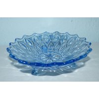 Glas Schale Mit 3 Füßen in Blau von allesDABEIvintage