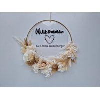 Personalisierter Türkranz | Trockenblumenkranz Acryl Schild Name Blumenkranz Deko Geschenk Personalisiert Weiznachtskranz von allesblume