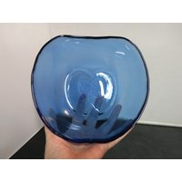 Vintage Kobalt Blaue Glas Apfelkern Schüssel 21 cm von alliesvintagealley