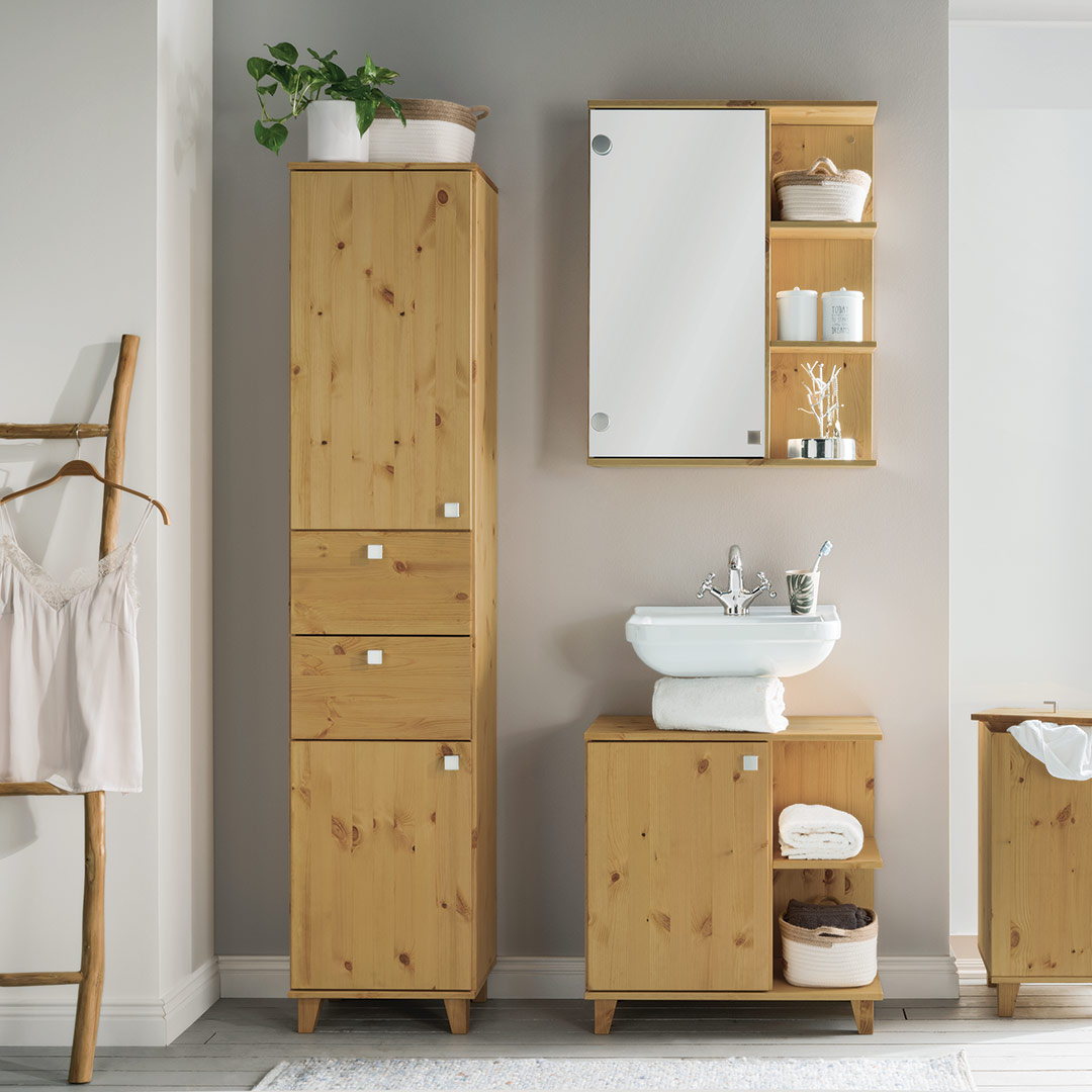 Badschrank "Banea" - Holzart: Kiefer - Farbe: braun von allnatura