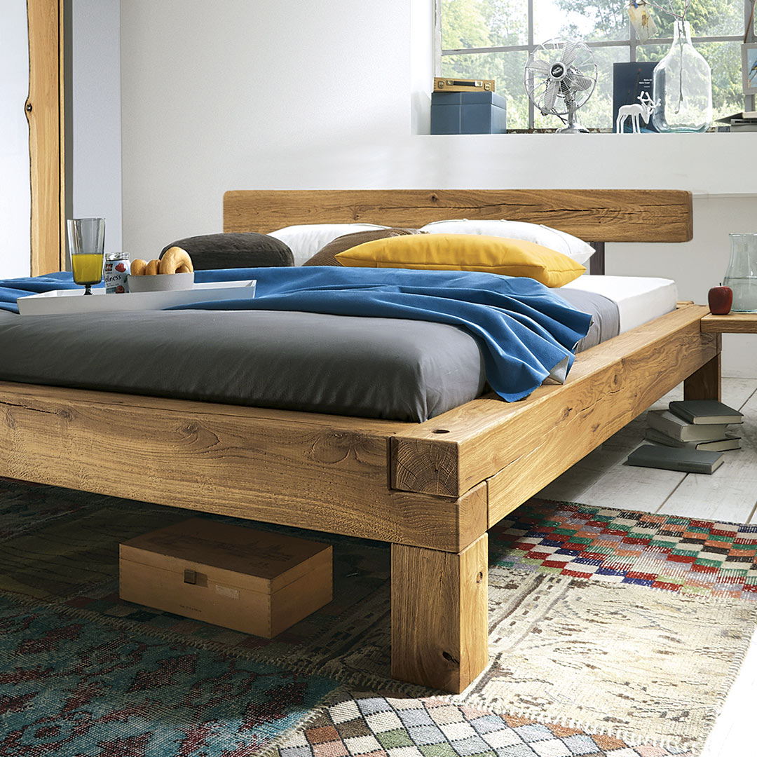 Balkenbett "Madea" - Größe: 140x210 cm - Holzart: Massivholz - Farbe: braun von allnatura