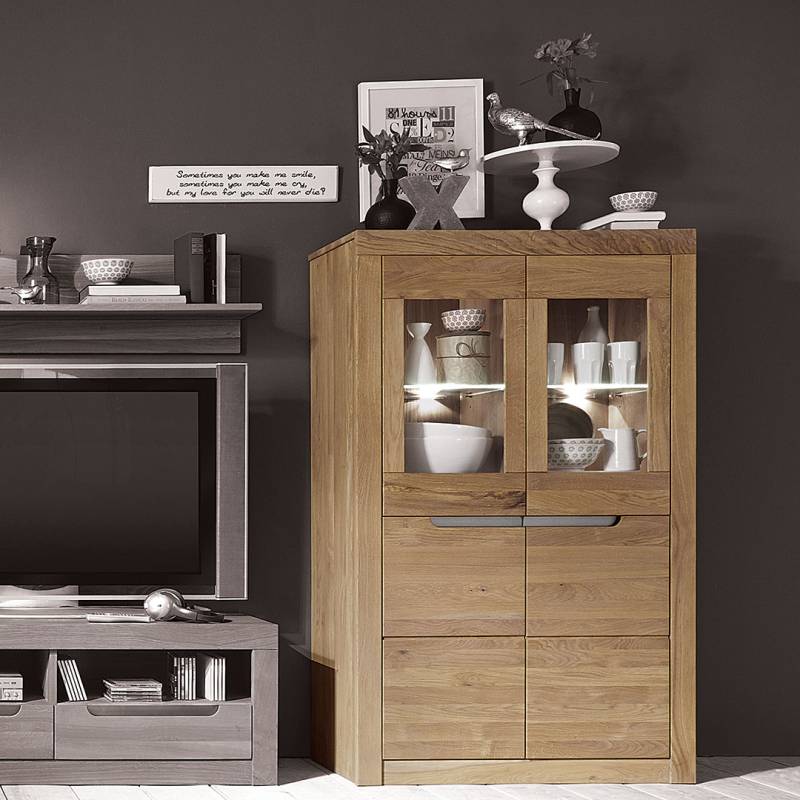 Highboard "Savina" - Holzart: Wildeiche | 100% vegan - Farbe: braun von allnatura