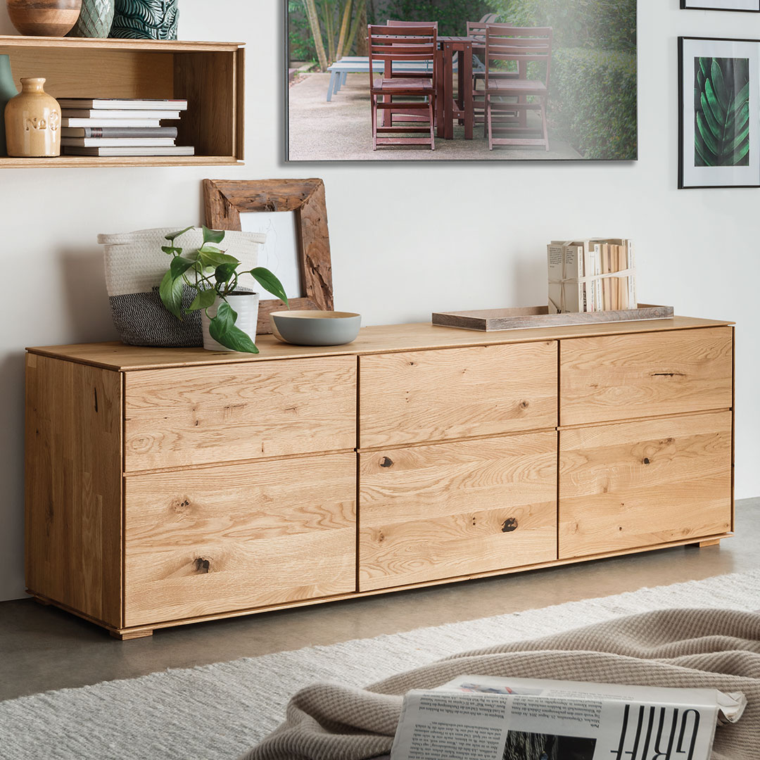 Lowboard "Civenna" - Holzart: Massivholz | 100% vegan - Farbe: braun von allnatura