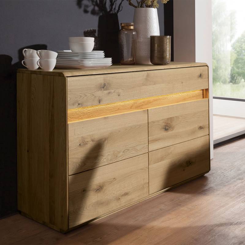 Sideboard "Bassano" - Holzart: Wildeiche | 100% vegan - Farbe: braun von allnatura