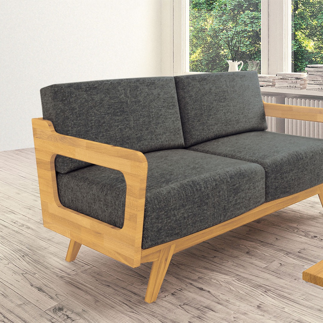 Sofa "Lasala" - Holzart: Kernbuche - Farbe: grau von allnatura