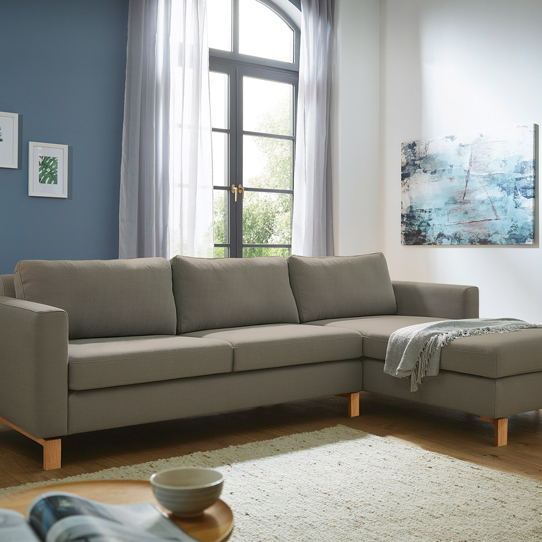 Sofa mit Recamiere "Linea Nova" - Holzart: Massivholz - Farbe: braun von allnatura