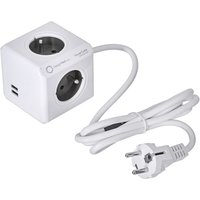 PowerCube - 4-polige Steckdosenleiste mit 2 USB-Anschlüssen (3500 w, französischer Standard), White - Allocacoc von allocacoc