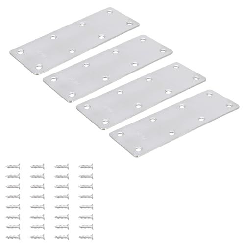 4PCS Flat Reparaturplatte Edelstahl Stahlhalterstecker Reparaturplatten Für Möbel Holztür Dettlöser Edelstahl Fixe Stützklammern Halterungen von alloneslife