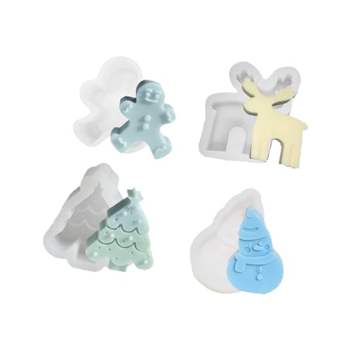 4pcs Schneemann Silikonformen Pflaster Epoxidharz Formen Weihnachtskerze Ornament Gussformen Weihnachtskerze Baum Silikon Ornament Epoxidharz von alloneslife
