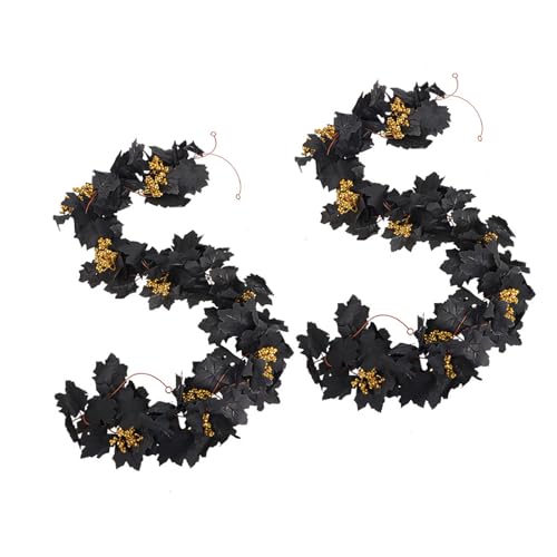 Double Seidenherbst Maples Blätter Girlanden Multifunktionale Ernte Thanksgiving Halloween Kamine Realistische Herbstblätter Krampf Halloween Thanksgiving Weihnachtsdekorationen von alloneslife