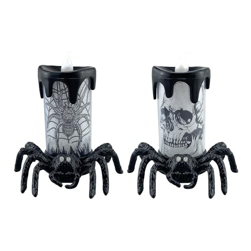 Flackernde Schädelspinnen LED Lampe Halloween Party Für Innen von alloneslife