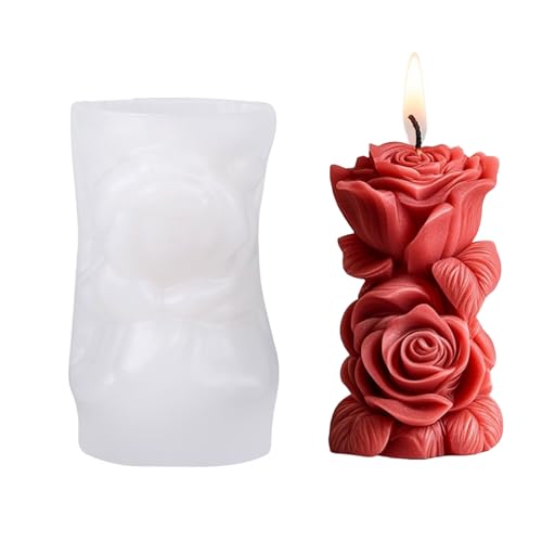 Geprägte Rosenblütenzylinder Silikonform Säule Kerze Für Epoxidharz Seifen Gips Silikon Säule Form von alloneslife