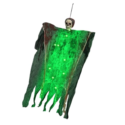 Hängende Geisterhafte Schädeldekoration Beleuchtetes Halloween Geisterer Skelett Hängende Ornament Für Garten Tür Vorgarten LED Skelettdekoration von alloneslife